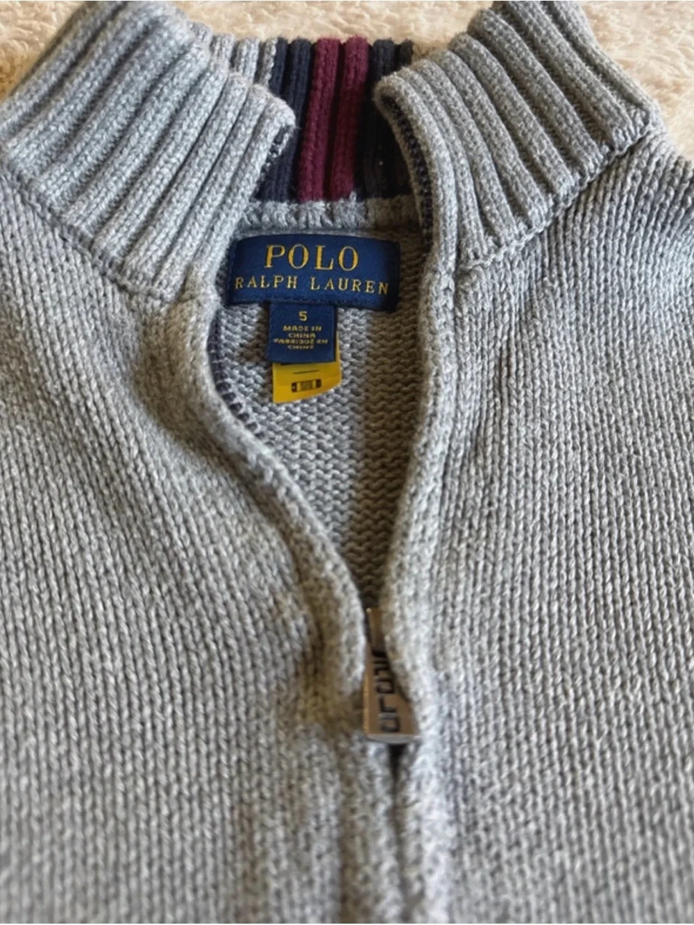 Polo by Ralph Lauren Kids Heather Gray Zip-Up Knit Jacket
